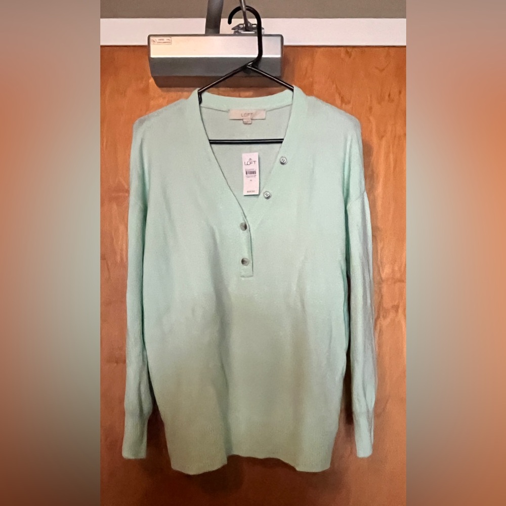 LOFT Light Green V-Neck Sweater